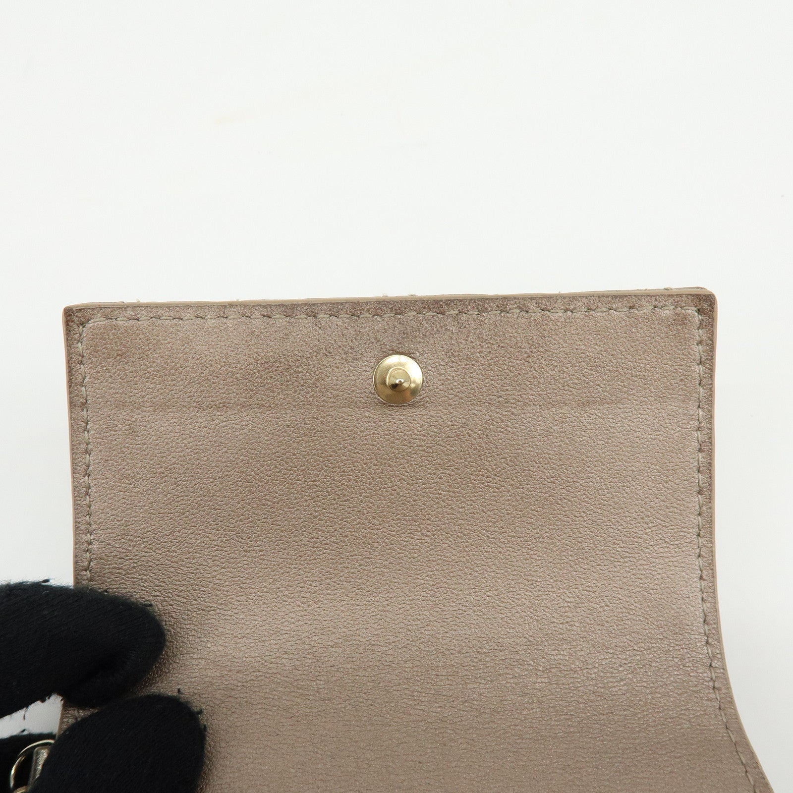 Christian Dior Lady Dior Cannage Leather Lotus Compact Wallet Beige