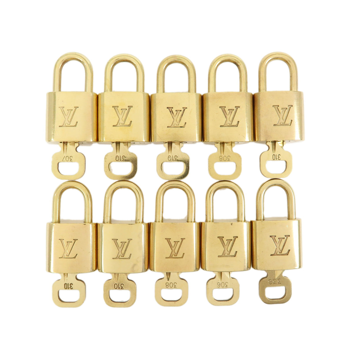 Louis Vuitton Lot of 10 Lock & Key Cadena Key Lock Gold