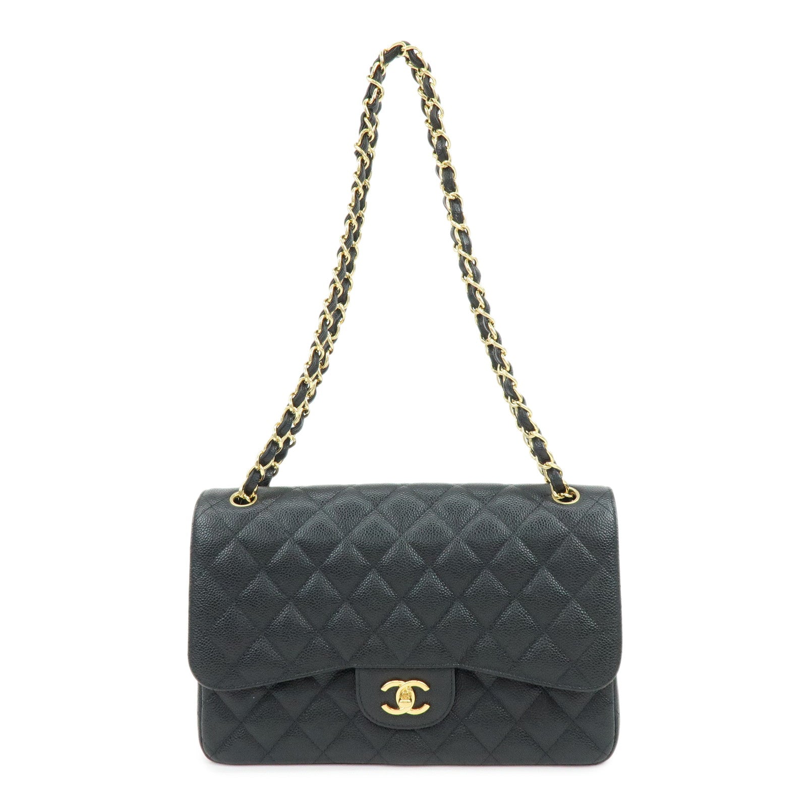 CHANEL Matelasse 30 Caviarskin W Flap Chain Shoulder Bag A58600