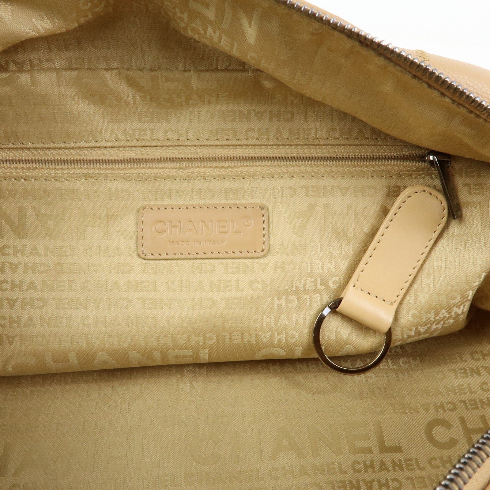 CHANEL Chocolate Bar Caviarskin Shoulder Bag Hand Bag Beige A26135