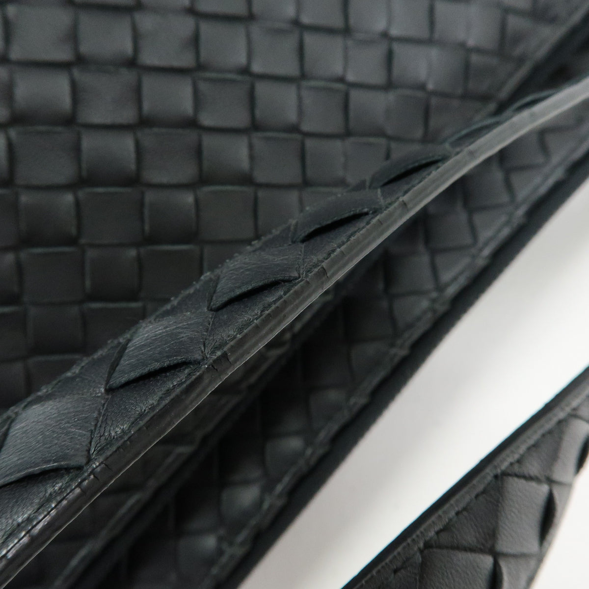 BOTTEGA VENETA Intrecciato Leather Boston Bag Shoulder Bag Black