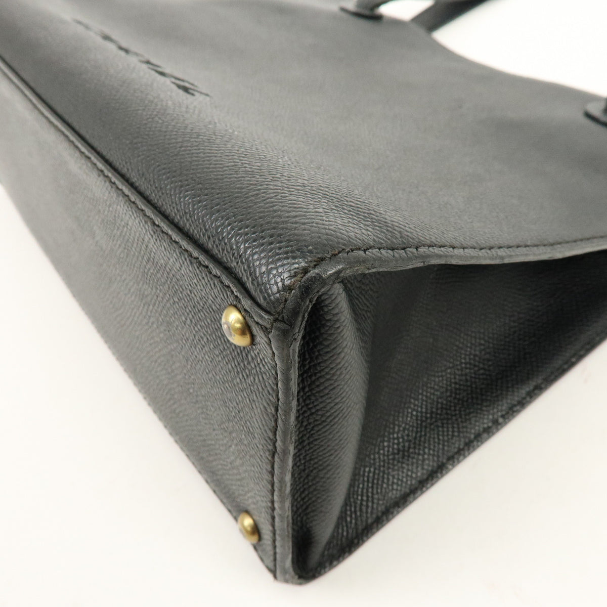 CHANEL Logo Caviarskin Tote Bag Shoulder Bag Black