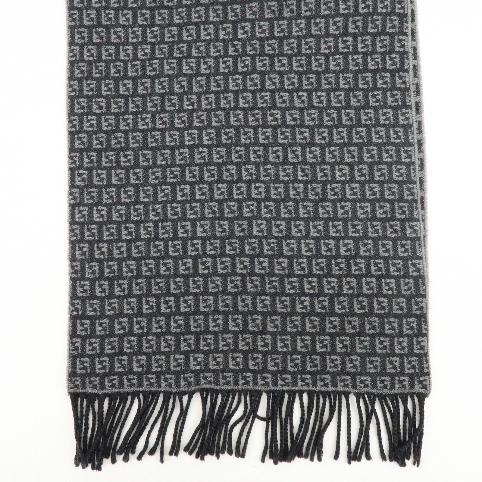 FENDI Set of 2 Zucca Zucchino Wool 100% Scarf Stole Black Gray