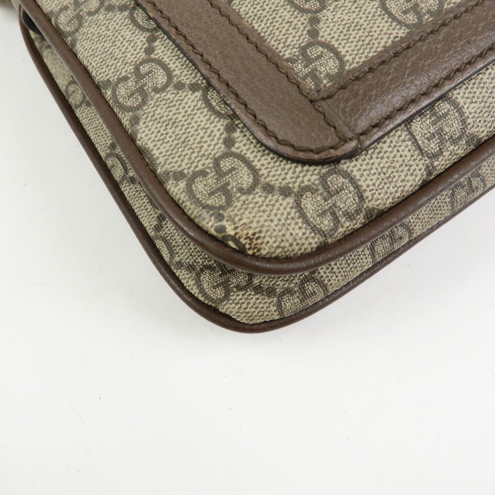 GUCCI Ophidia Sherry GG Supreme Leather Shoulder Bag Beige Brown 523354