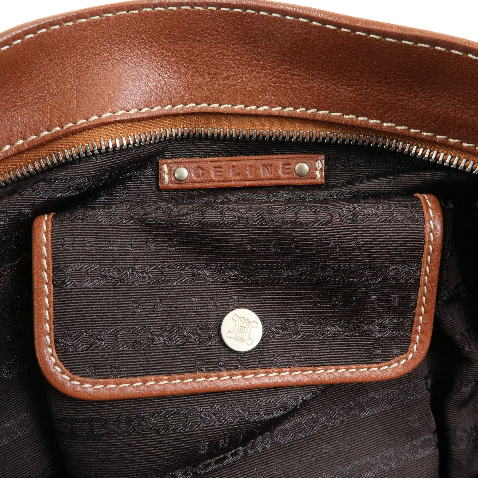 CELINE Bittersweet Leather Shoulder Bag Tote Bag Brown