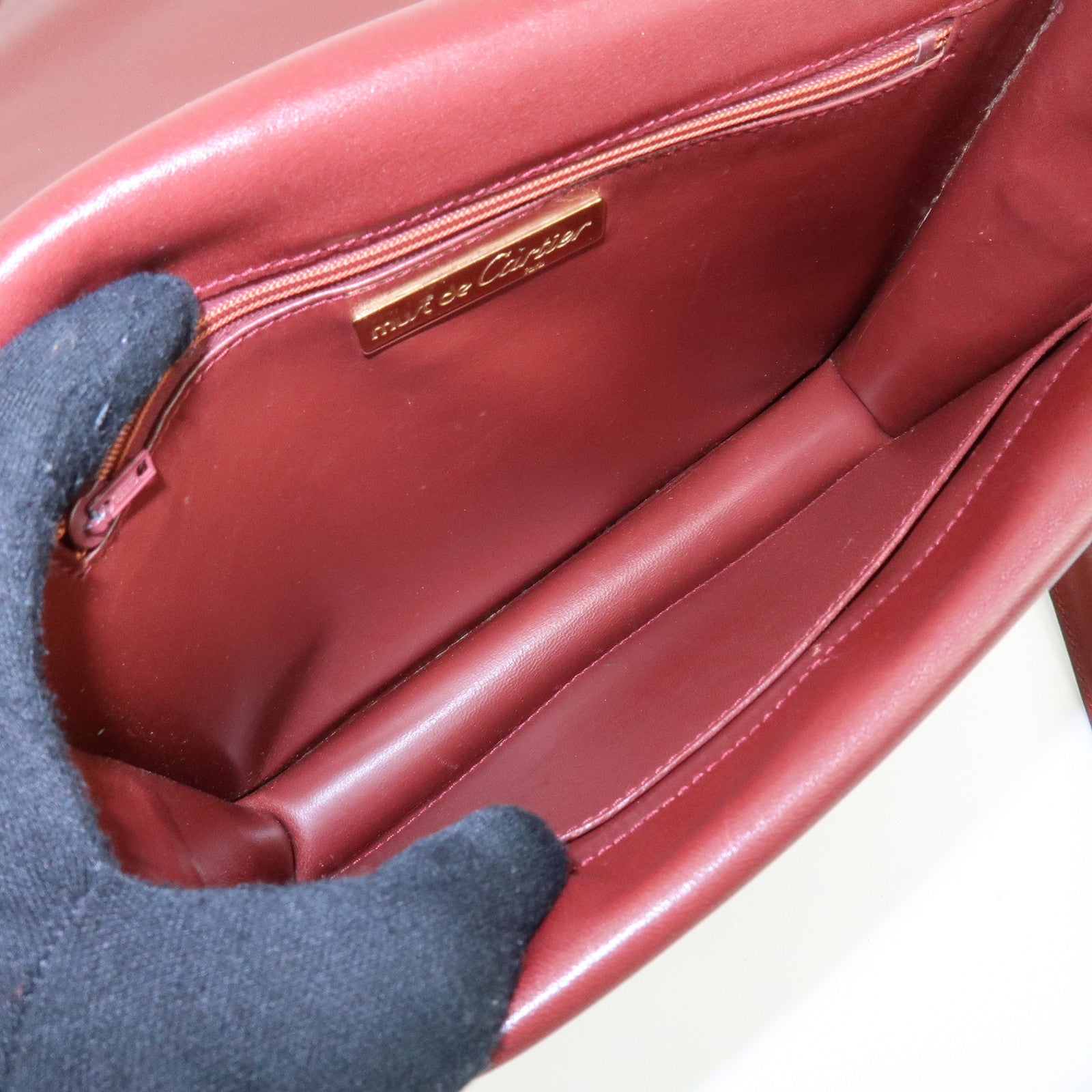 Cartier Must de Cartier Leather Double Flap Shoulder Bag Boudreaux