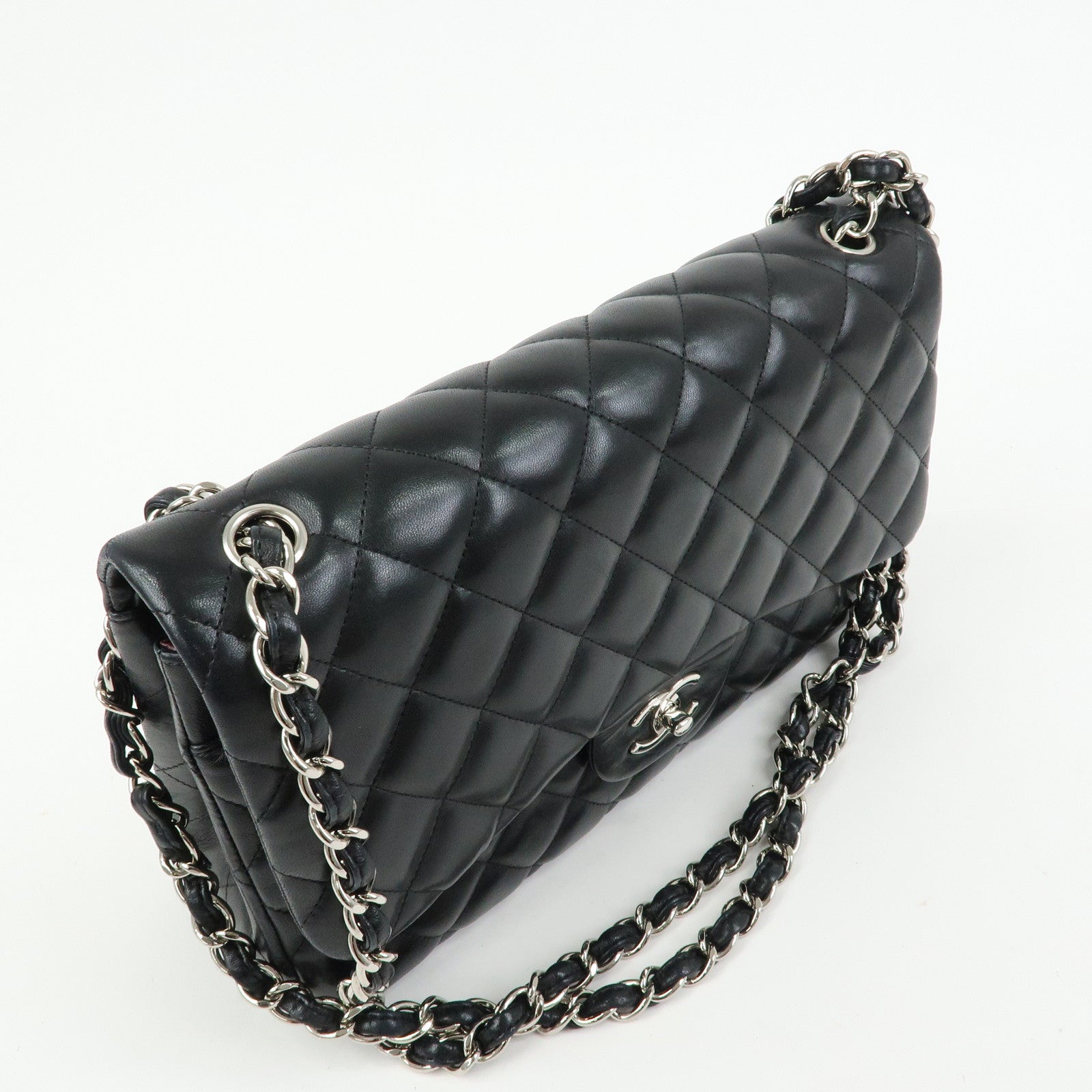 CHANEL Matelasse 30 W Flap Lamb Skin Chain Shoulder Bag A58600