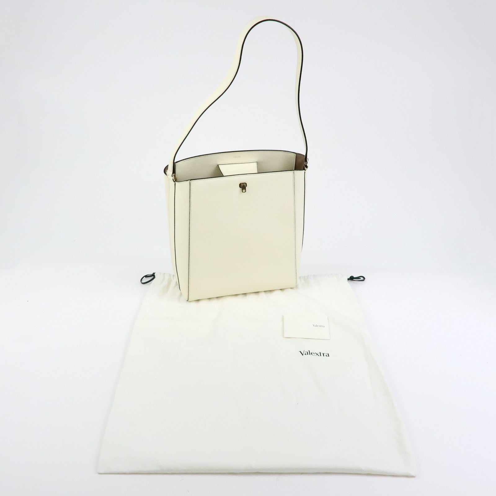 Valextra Brera Calf Leather Shoulder Bag Hand Bag White