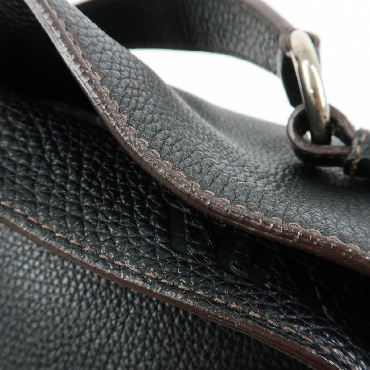 PRADA Leather Shoulder Bag Hand Bag Black BR3648