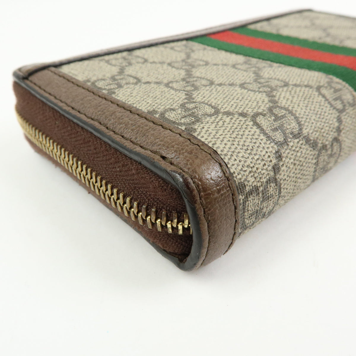 GUCCI Ophidia Sherry GG Supreme Leather Round Zippy Wallet 523154