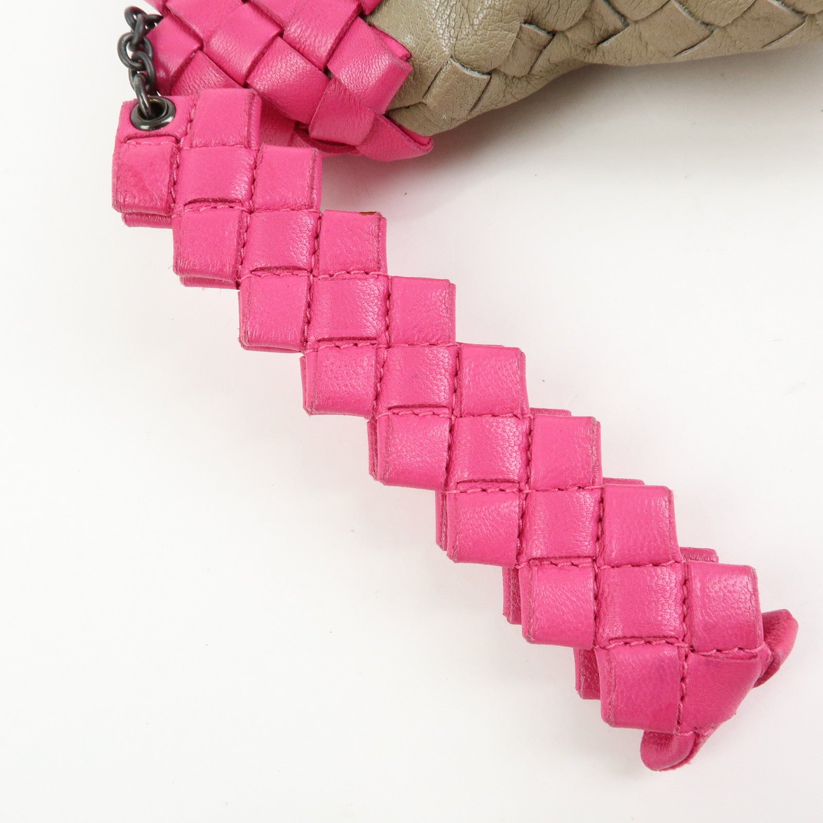 Bottega Veneta Intrecciato Leather Clutch Bag Flat Pouch Beige Pink