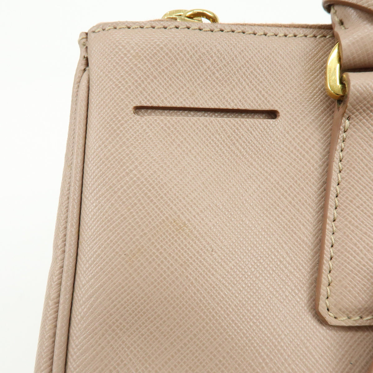 PRADA Triangle Logo Galleria Saffiano Leather 2Way Bag Beige BN1801