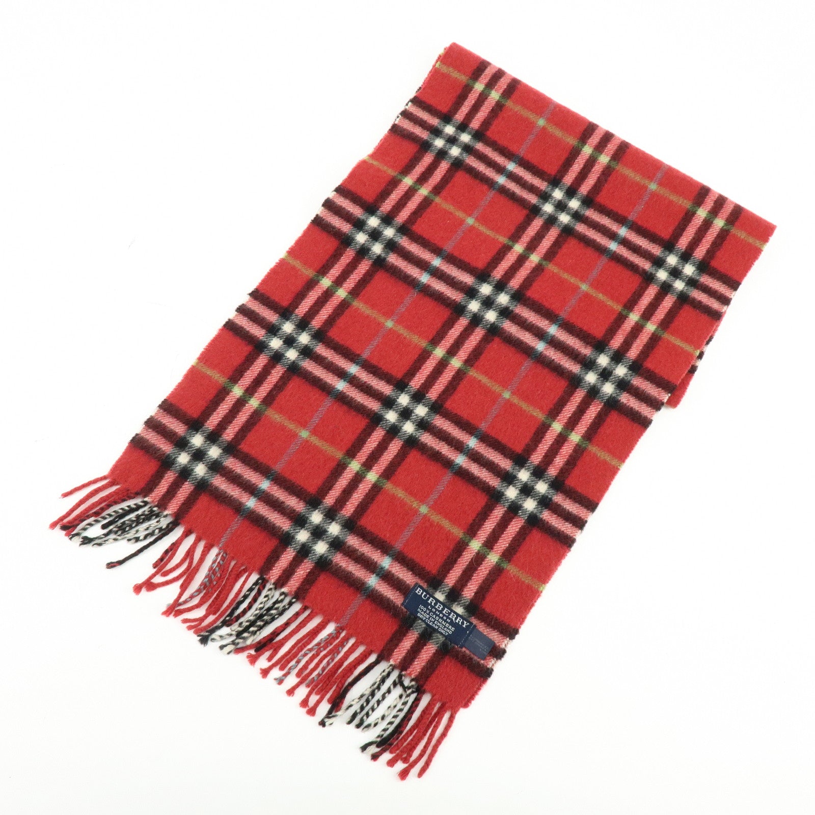 BURBERRY Nova Plaid Lot of 2 Cashmere100% Scarf Stole Red Navy
