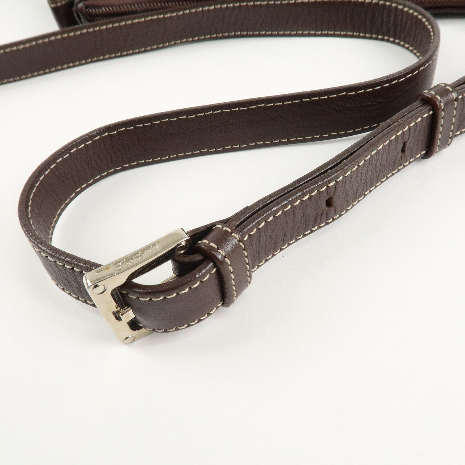 LOEWE Repeat Anagram Canvas Leather Shoulder Bag Crossbody Bag Blue Used