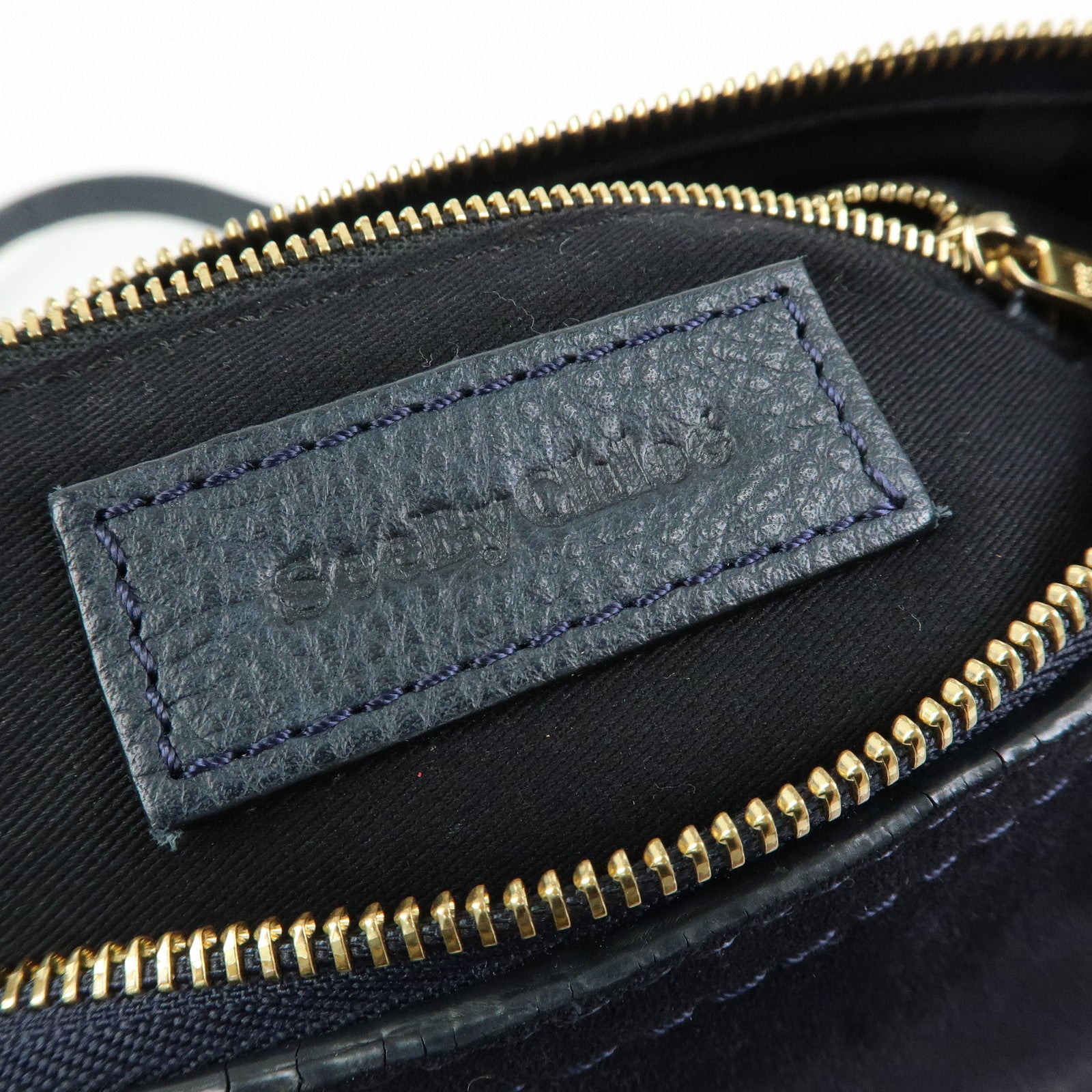 Chloe See by Chloe Joan Leather Suede 2Way Shoulder Bag Dark Navy
