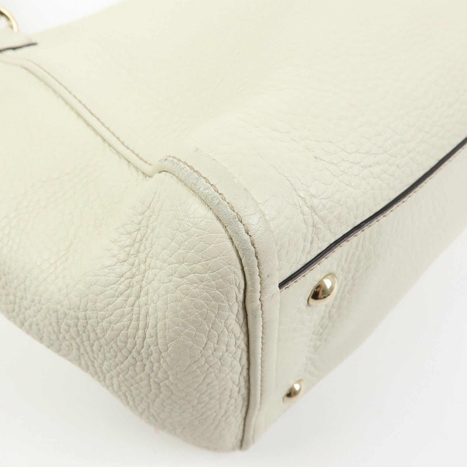 GUCCI SOHO Interlocking G Calf Leather Tote Shoulder Bag Ivory 282309