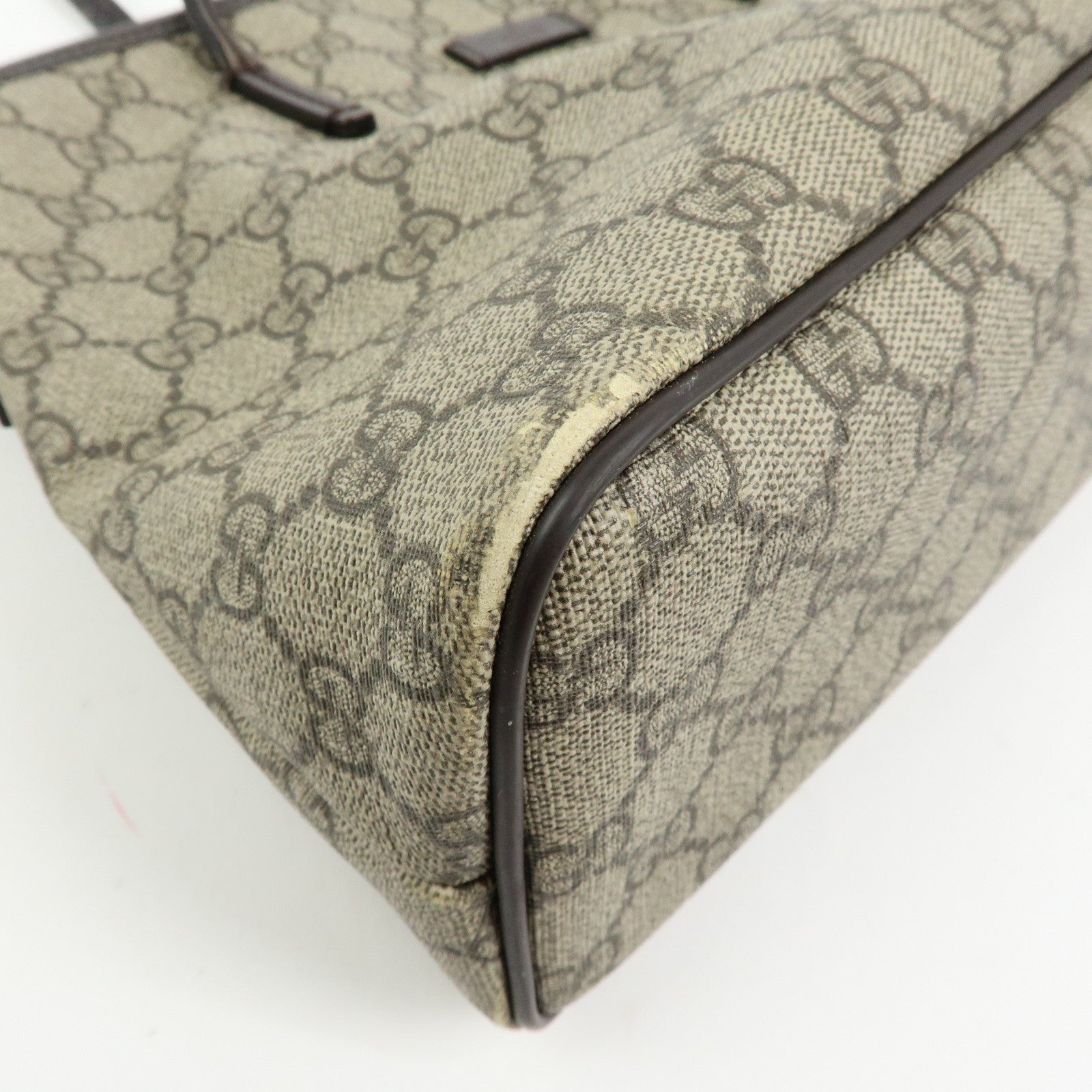 GUCCI GG Supreme Leather 2Way Bag Hand Bag Brown Beige 353440
