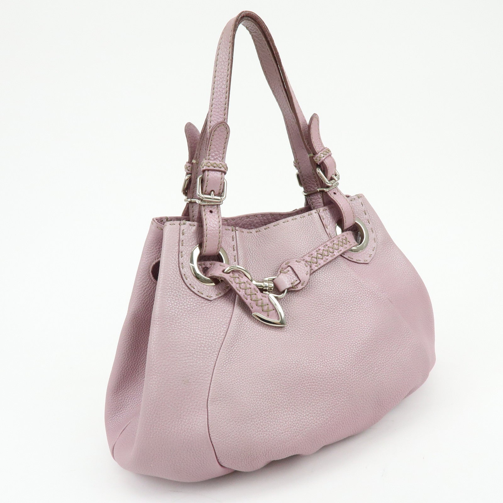 FENDI Selleria Leather Shoulder Bag Hand Bag Purple 8BR595