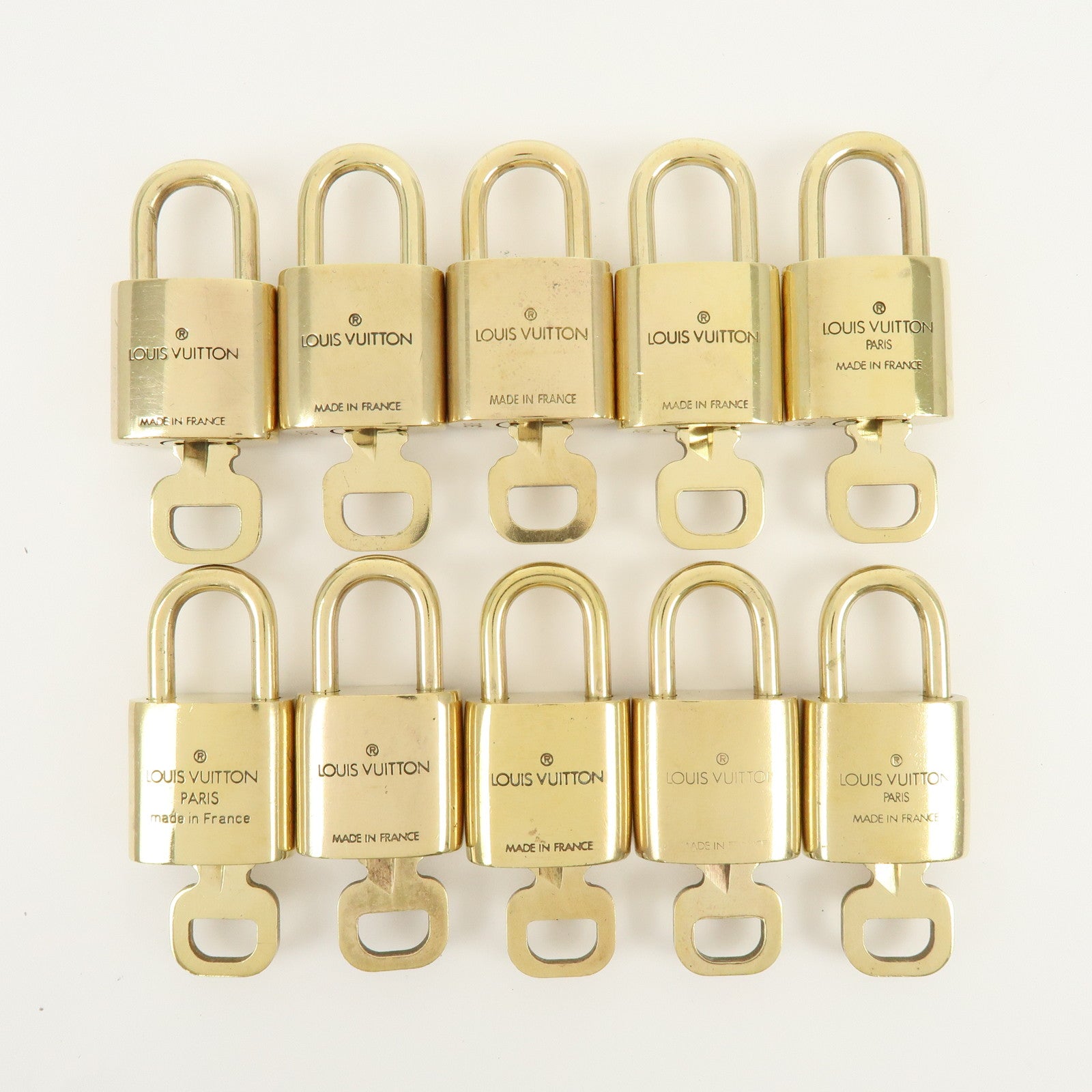 Louis Vuitton Set of 10 Metal Lock & Key Cadena Key Lock Gold