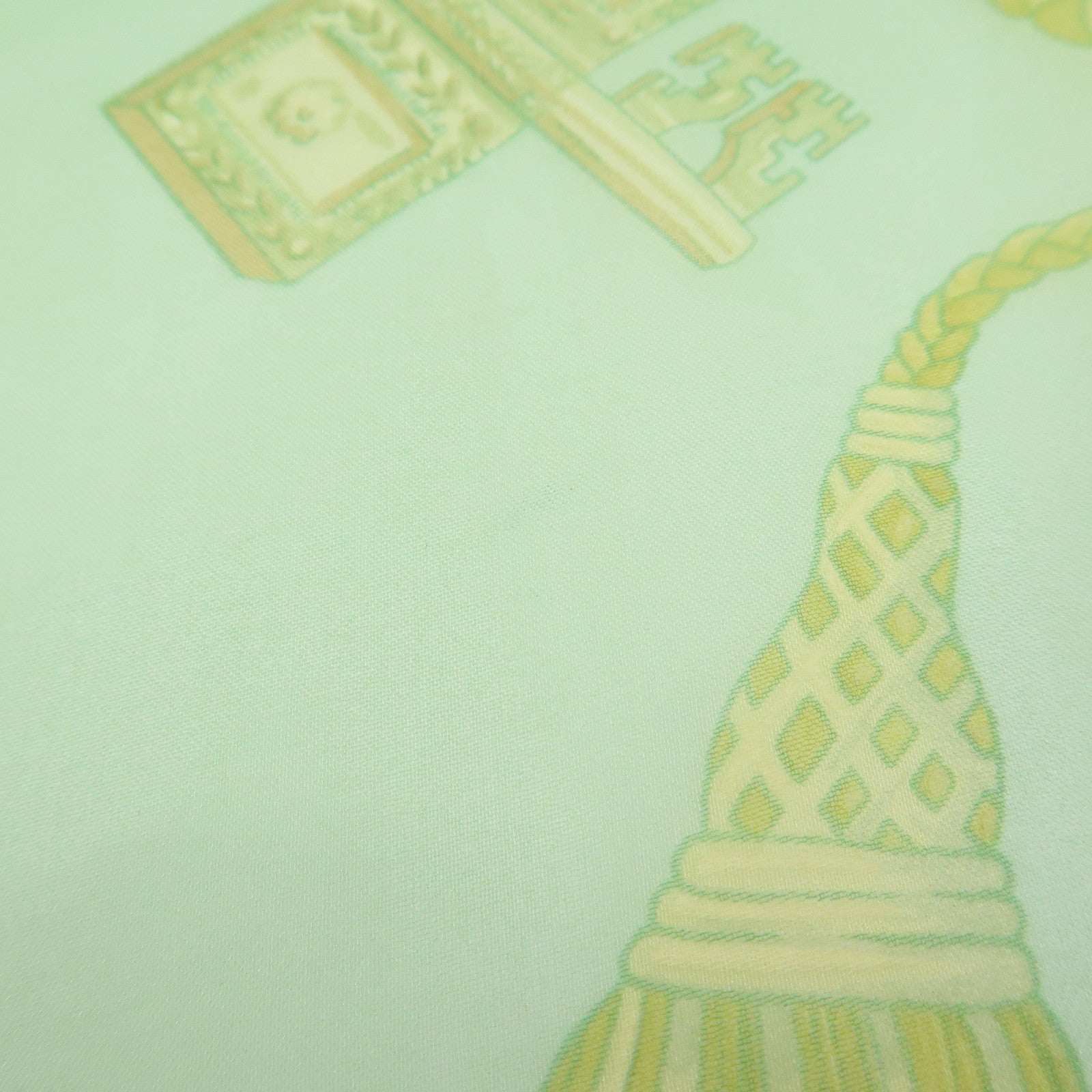 HERMES Carre 90 Silk 100% Scarf LES CLES THE KEYS RARE Light Green