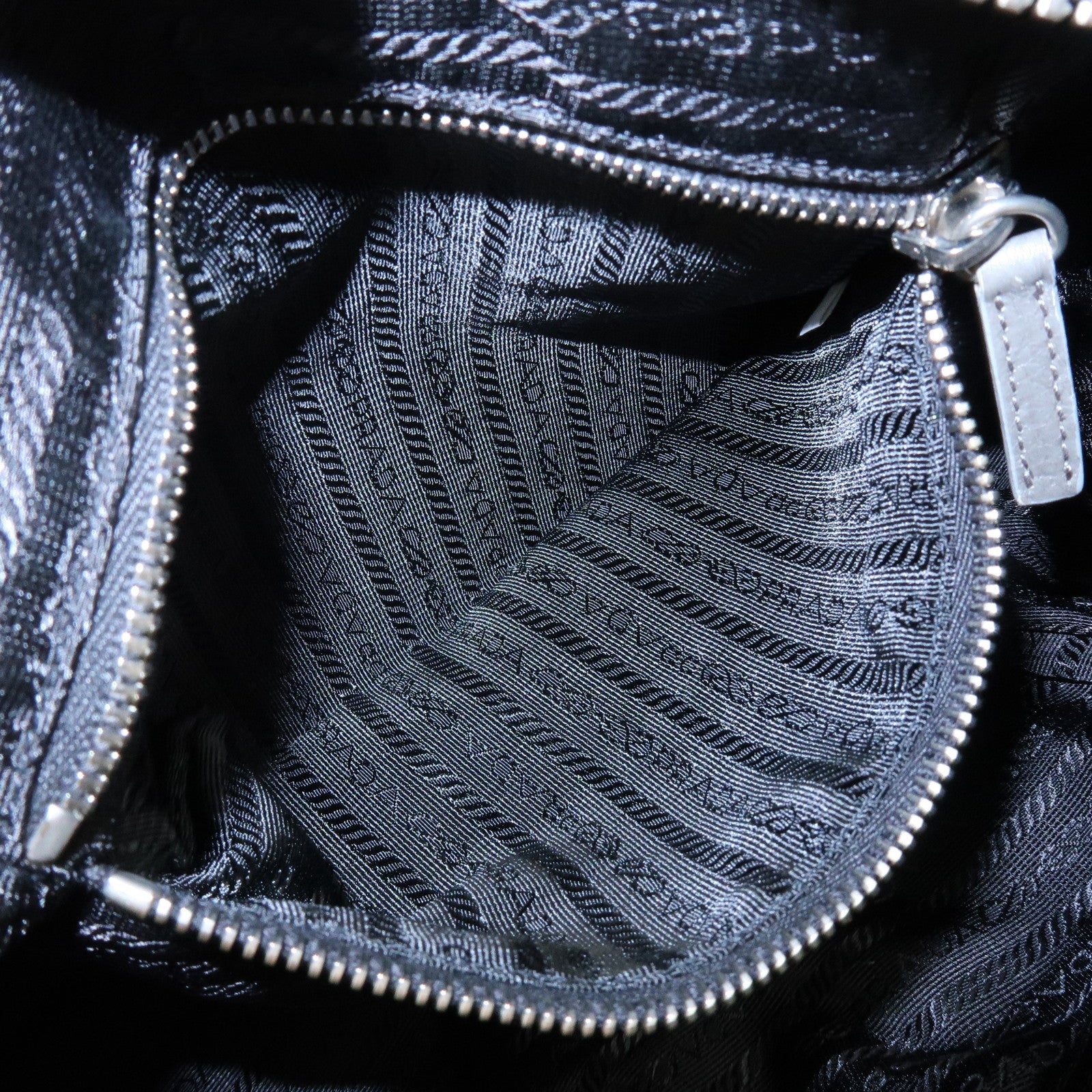 PRADA Triangle Logo Leather Boston Bag Shoulder Bag Gray BR2630