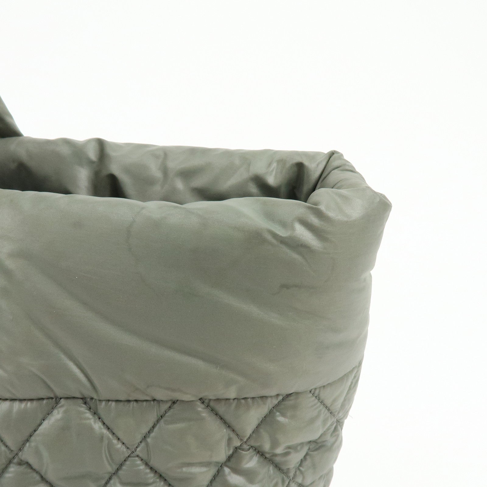 Chanel Nylon Leather Coco Cocoon Medium Tote Bag Khaki A48611
