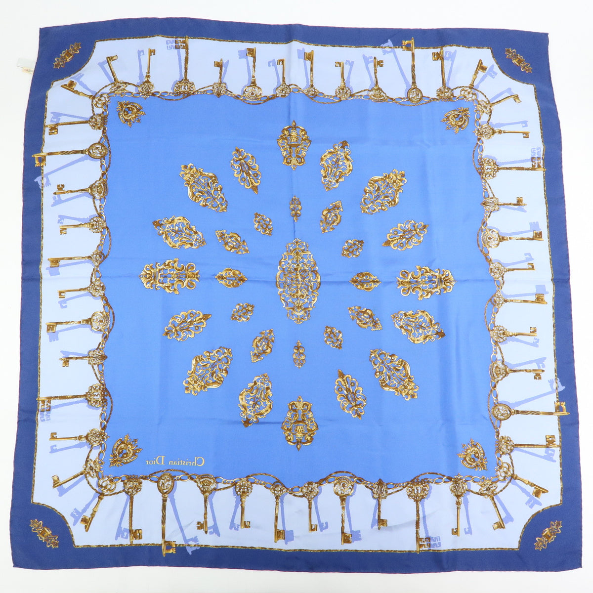 Christian Dior Lot of 2 Silk 100% Scarf Shawl Blue Red