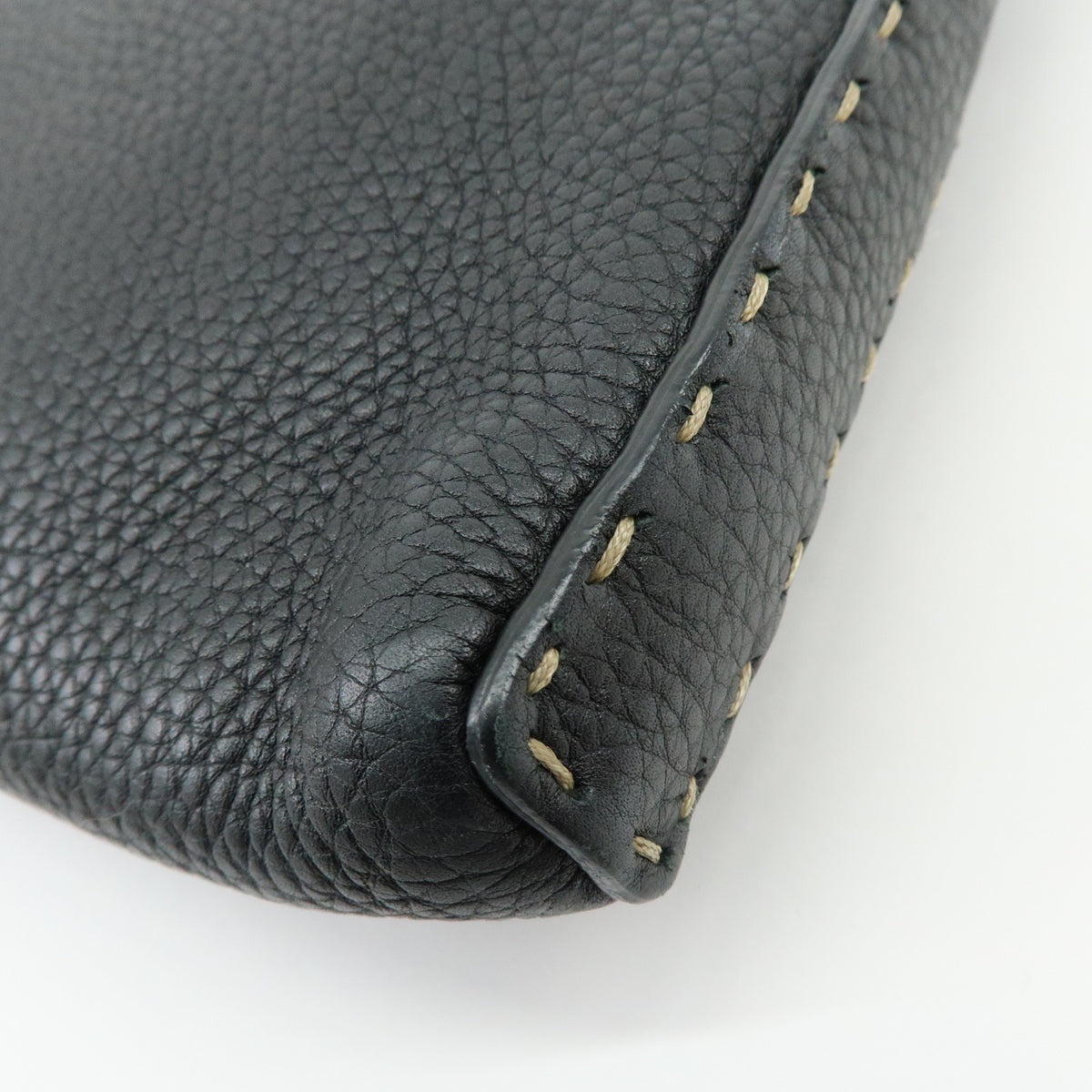 FENDI Selleria Leather Canvas Shoulder Bag Crossbody Bag Black 8BT092