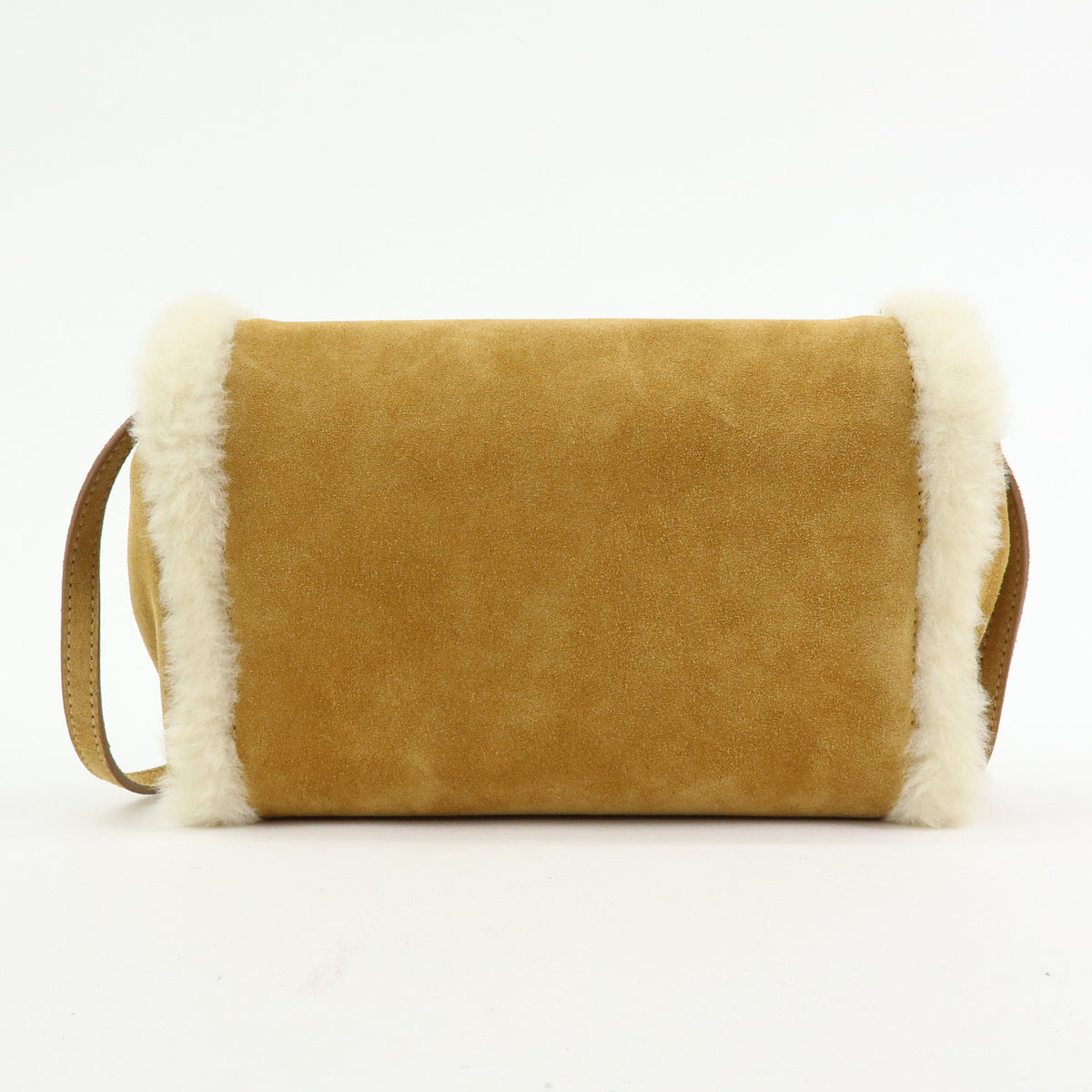 VERSACE Meduca Suede Fur 2Way Bag Hand Shoulder Bag Beige