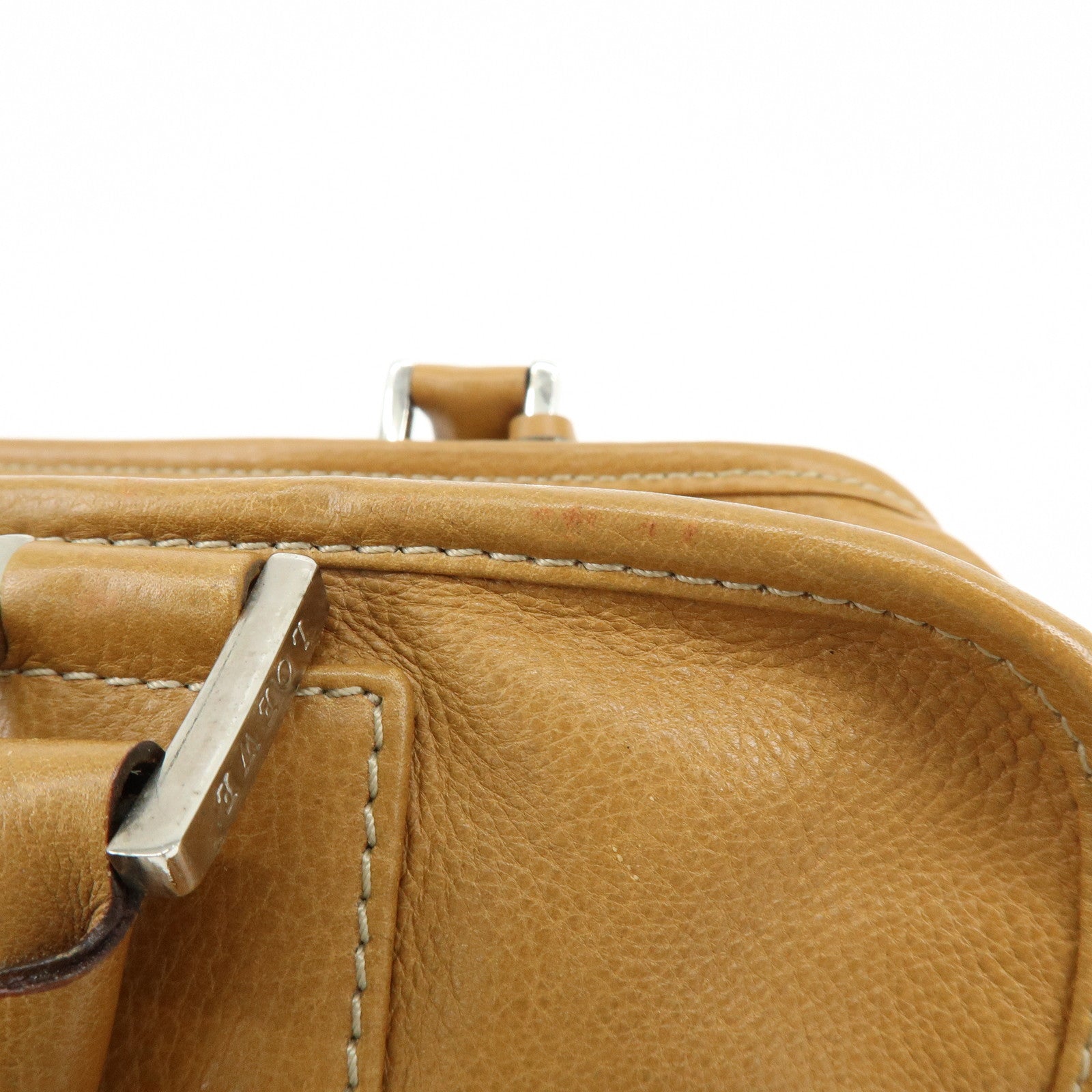LOEWE Anagram Amazona 28 Leather Hand Bag Boston Bag Camel