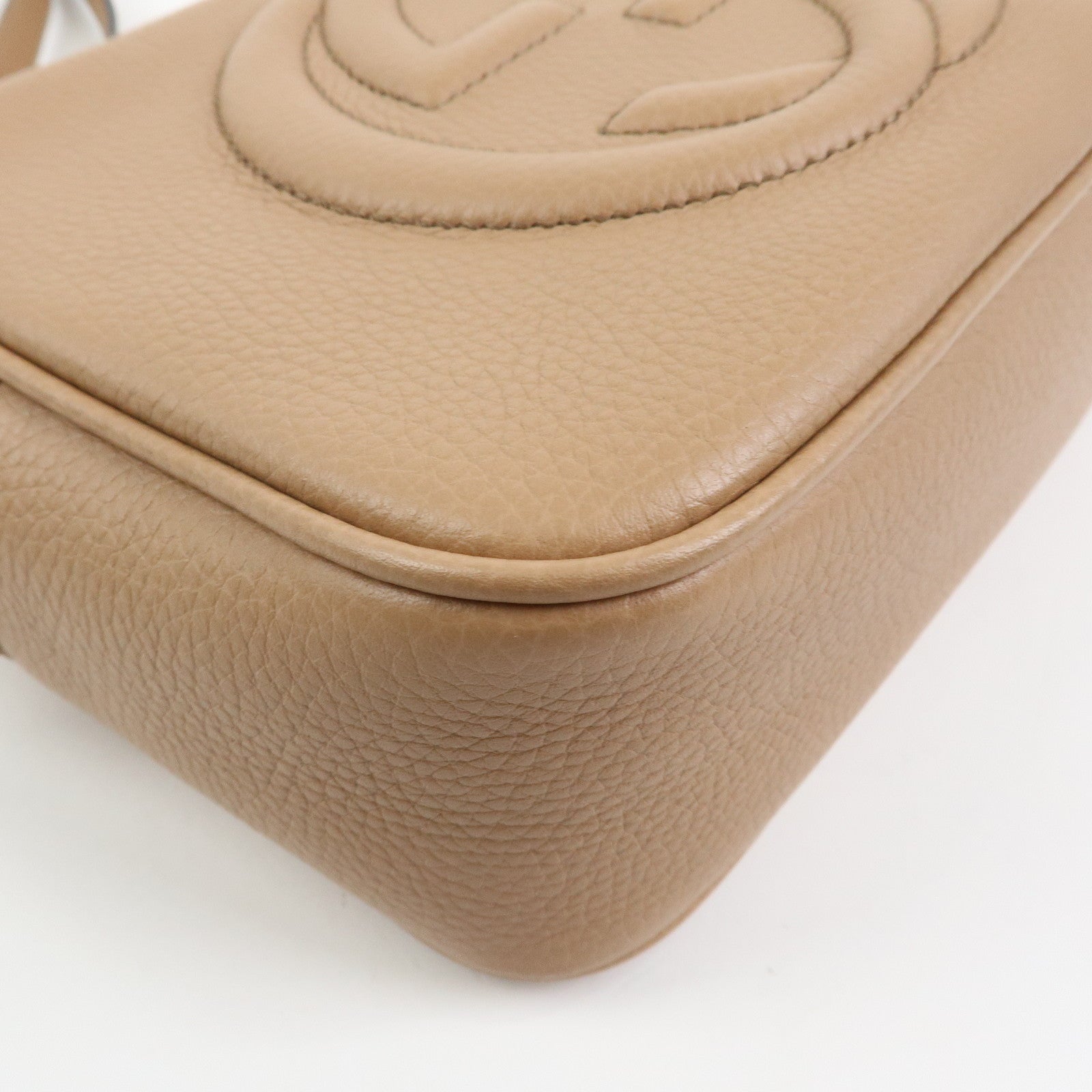 GUCCI SOHO Interlocking G Leather Small Disco Bag Beige 308364