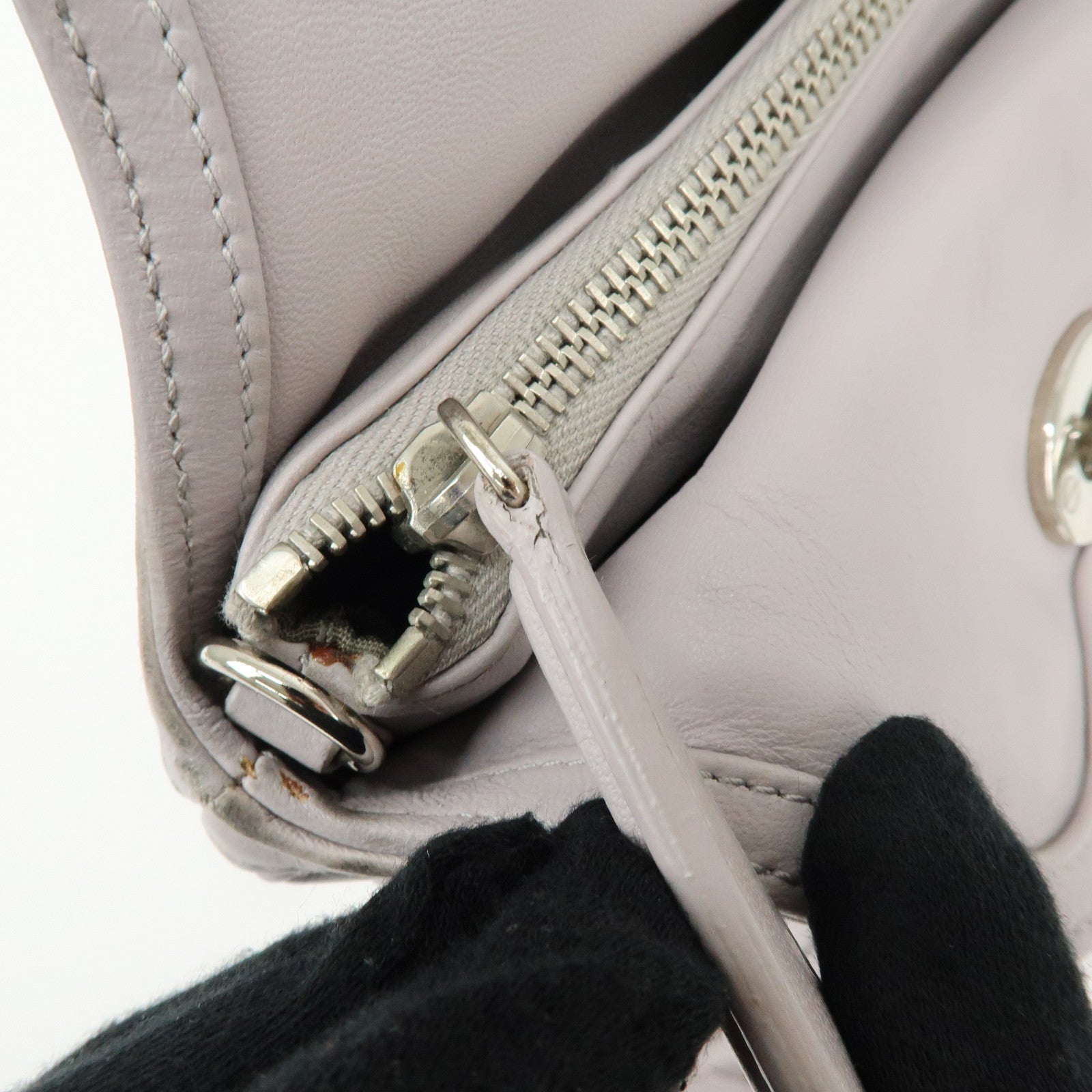 Christian Dior Granville Cannage Leather 2Way Hand Shoulder Bag Purple