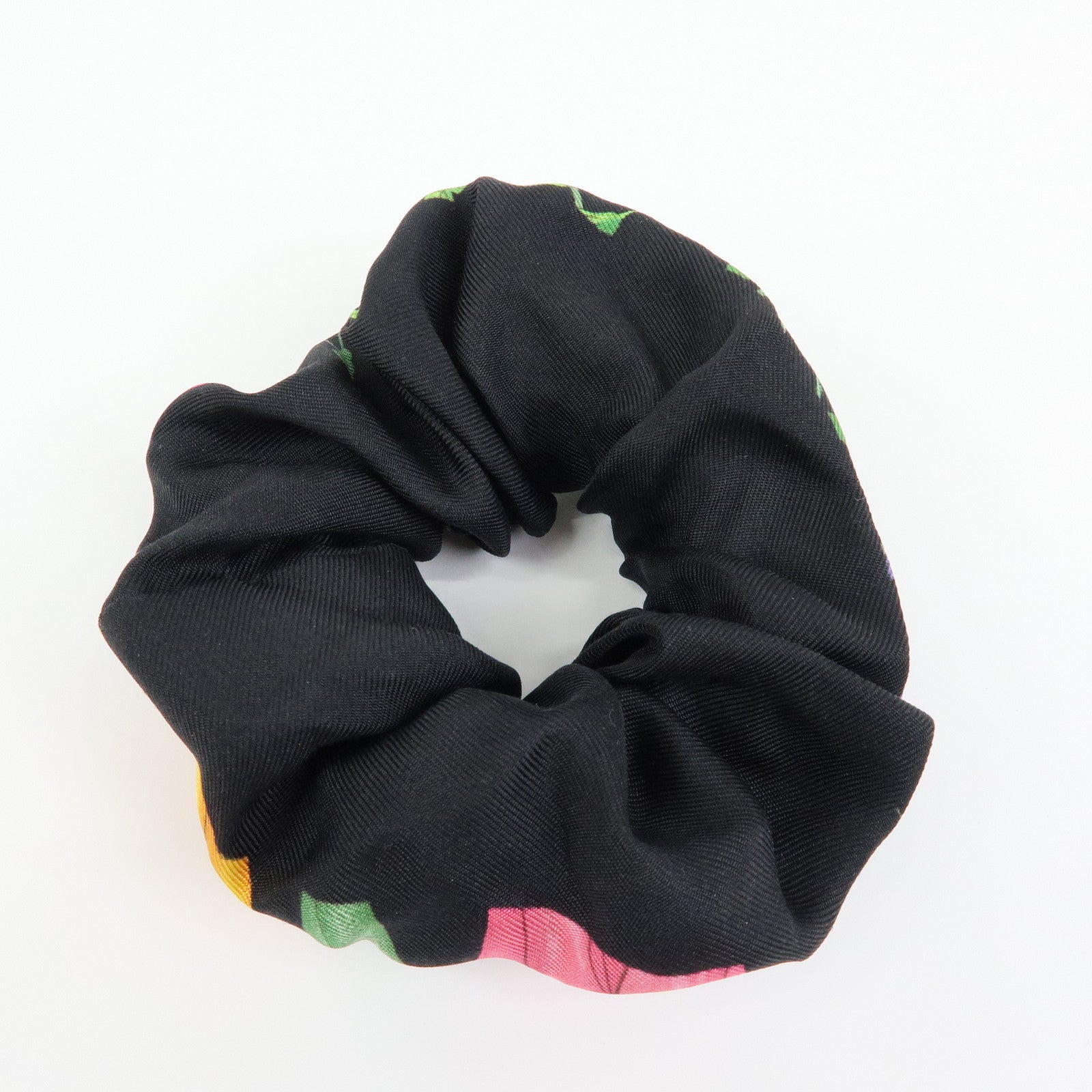 GUCCI Flora Double G Silk 100% Scrunchie Hair Accessory Black
