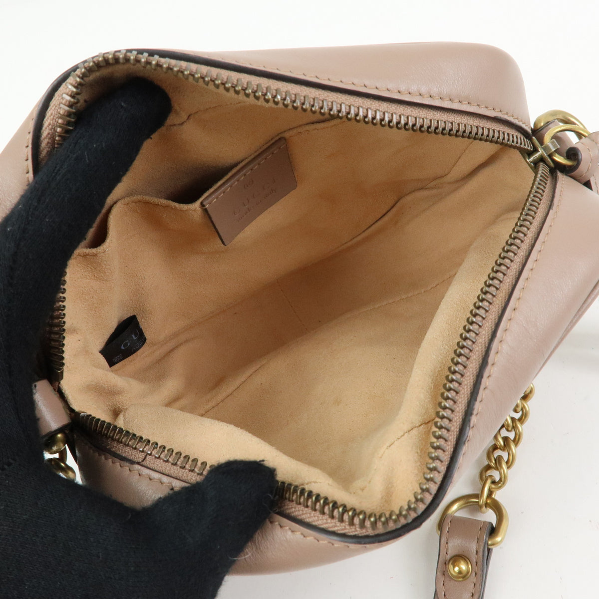 GUCCI GG Marmont Double G Leather Chain Shoulder Bag Pink 448065