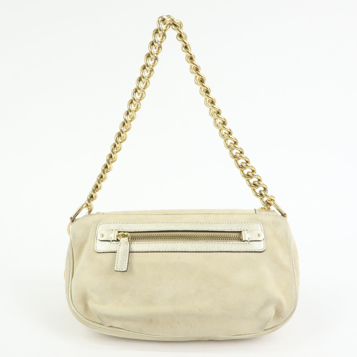 GIANNI VERSACE Medusa Suede Leather Hand Bag Accessory Pouch Ivory