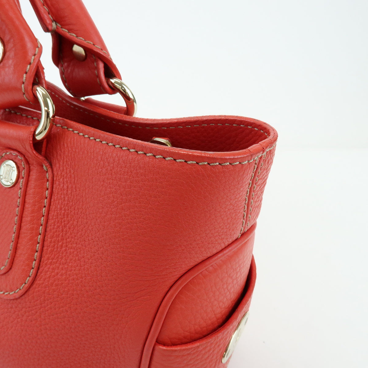 CELINE Boogie Bag Leather Hand Bag Tote Bag Red