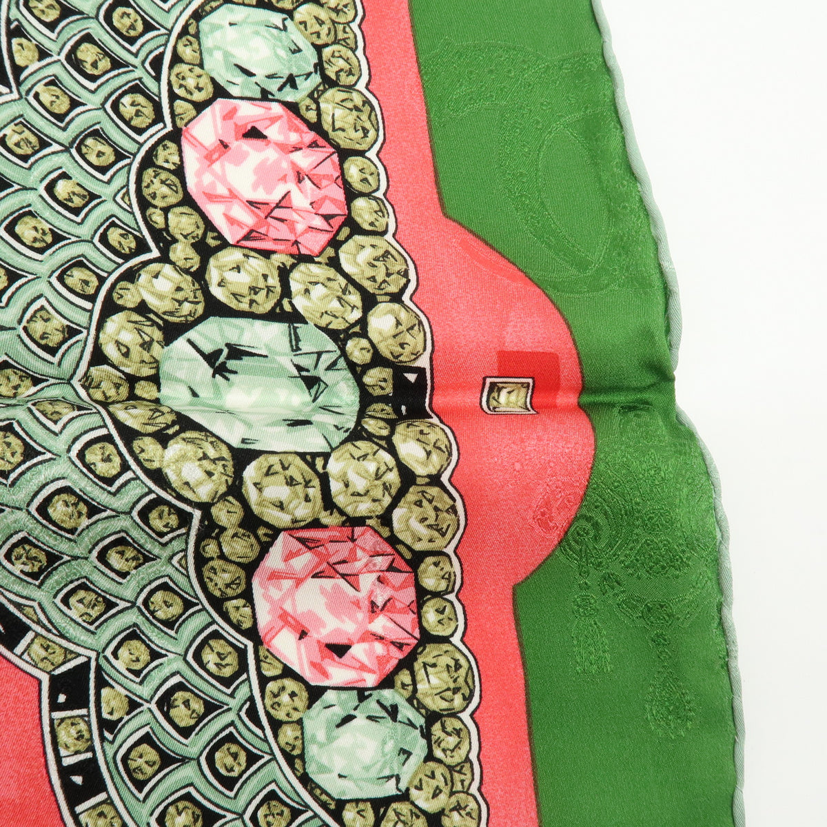 Cartier Must de Cartier Silk 100% Scarf Pink Green Multicolor