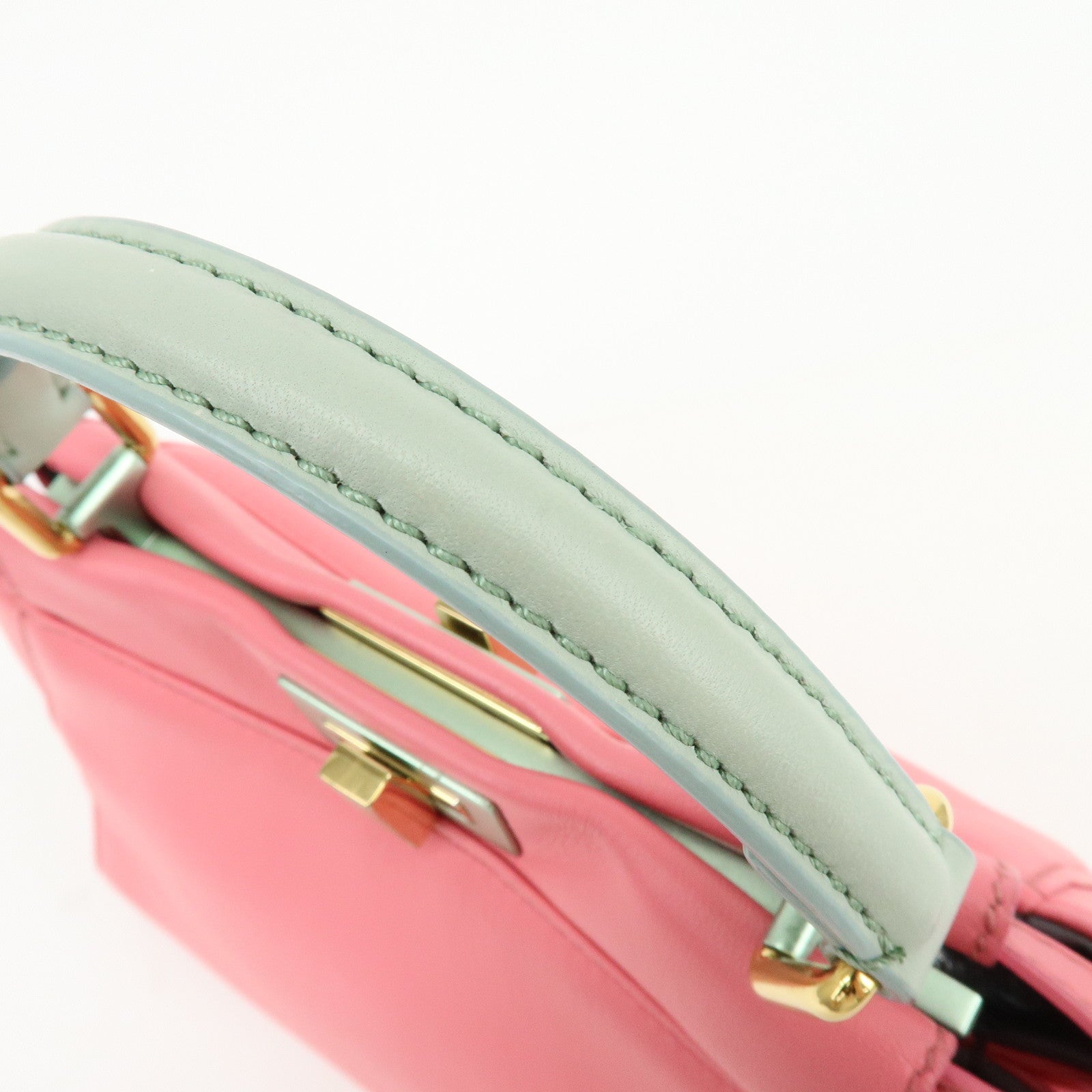 FENDI Peekaboo Mini Leather 2Way Shoulder Bag Hand Bag Pink 8BN244