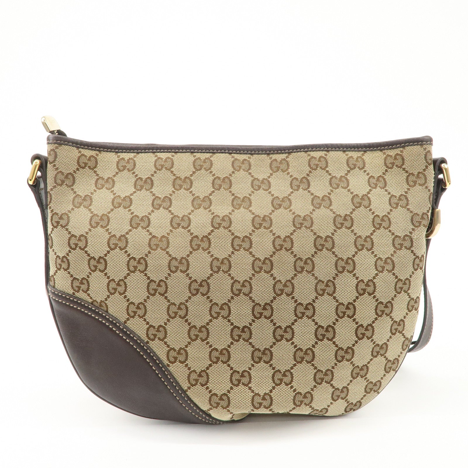 GUCCI New Brit GG Canvas Leather Shoulder Bag Beige Brown 169998 Used