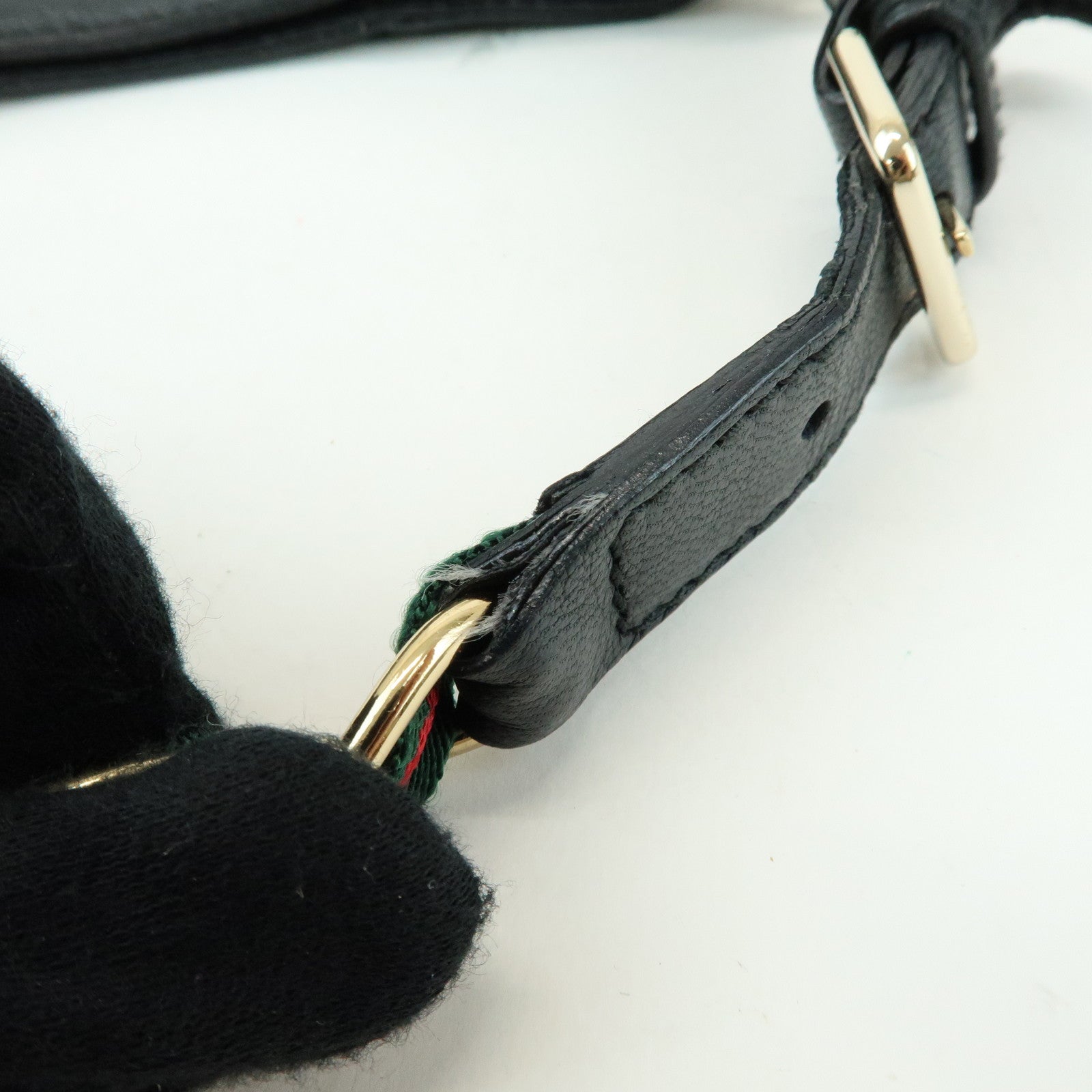 GUCCI Sherry Leather Shoulder Bag Hand Bag Black 154392
