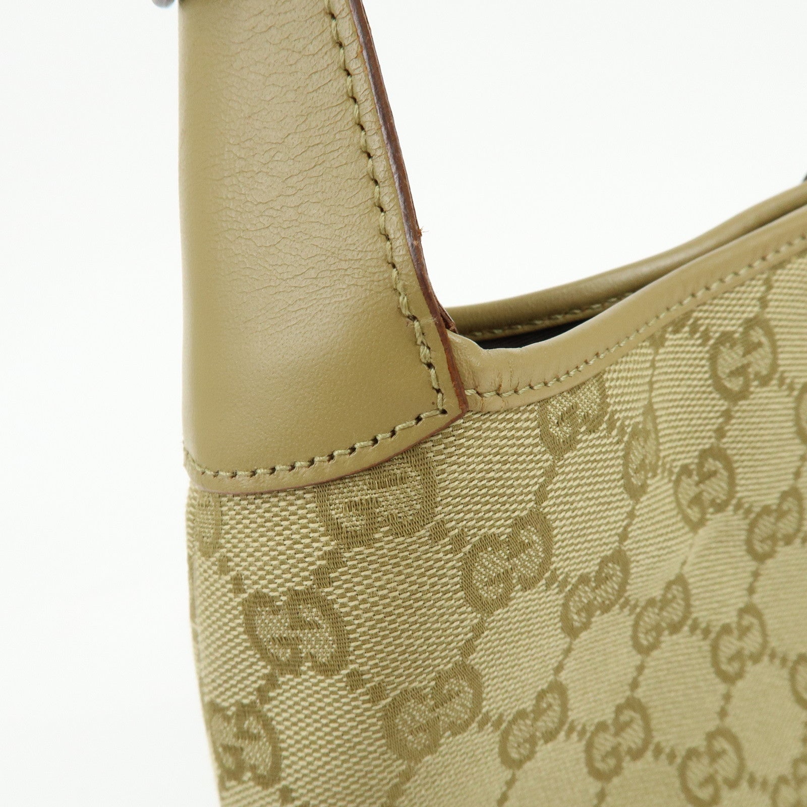 GUCCI Jackie Sherry GG Canvas Leather Shoulder Bag Beige 00963 001998