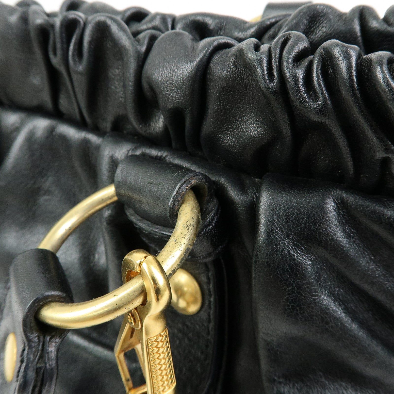 MIU MIU Vitello Lux Leather 2Way Bag Hand Bag Shoulder Bag Black