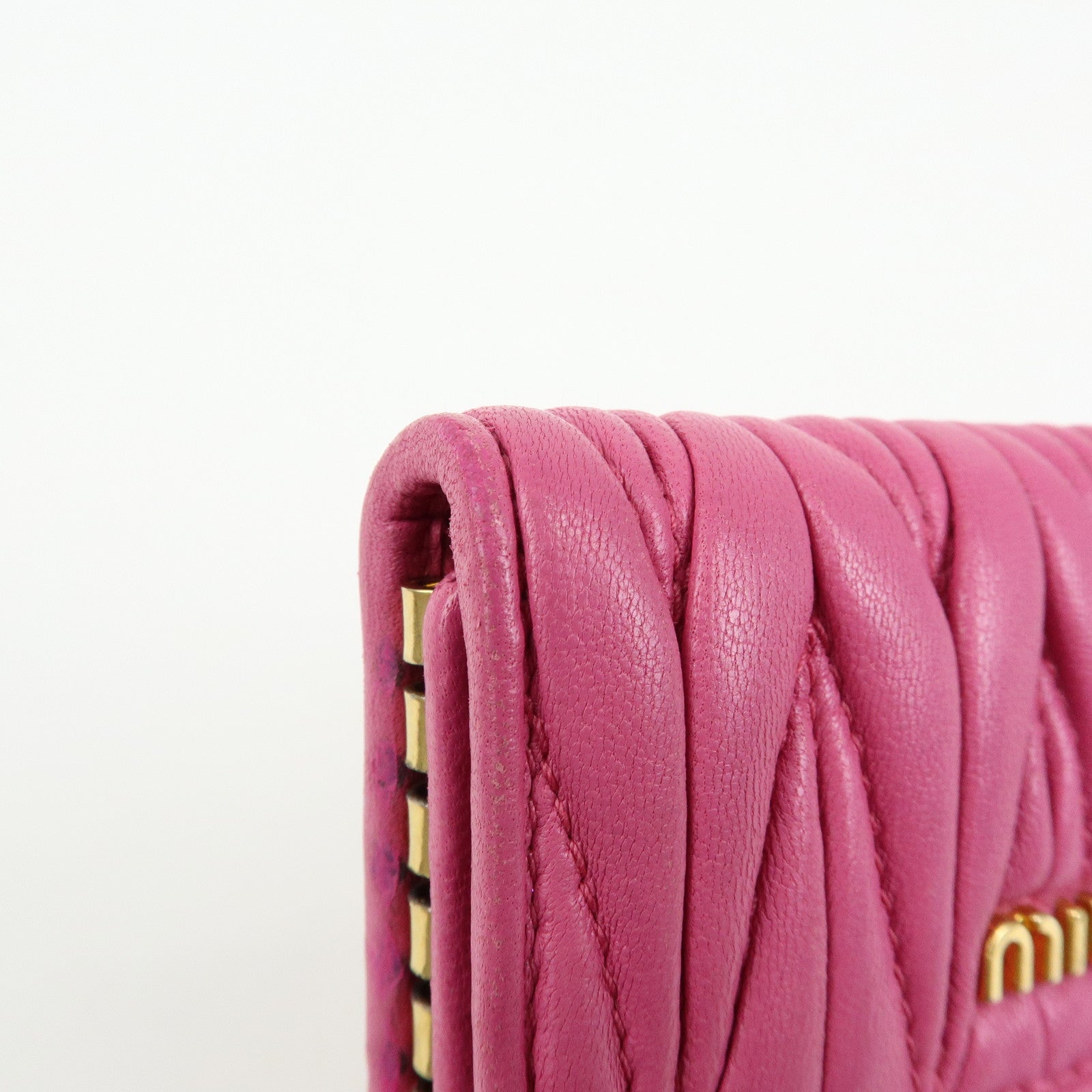 MIU MIU Matelasse Leather 6 Ring Key Case Key Holder Pink