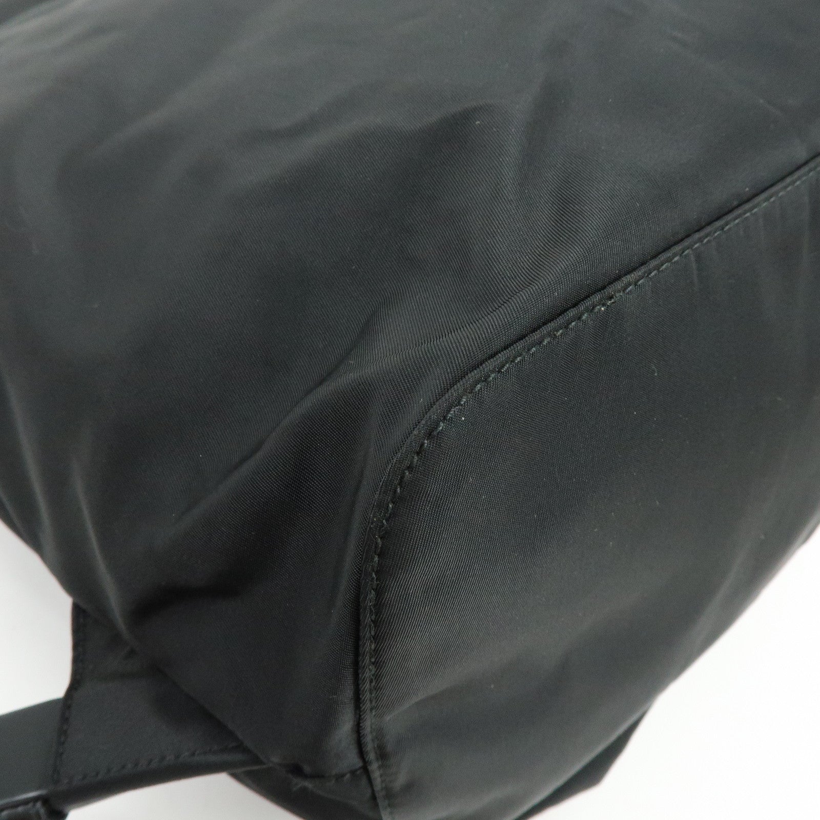 PRADA Triangle Logo Nylon Leather Backpack Rucksack Black BZ2811