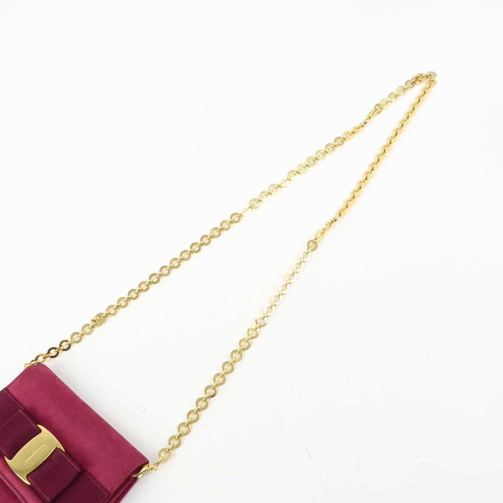 Ferragamo Varra Ribbon Suede 3Way Bag Chain Shoulder Bag Purple