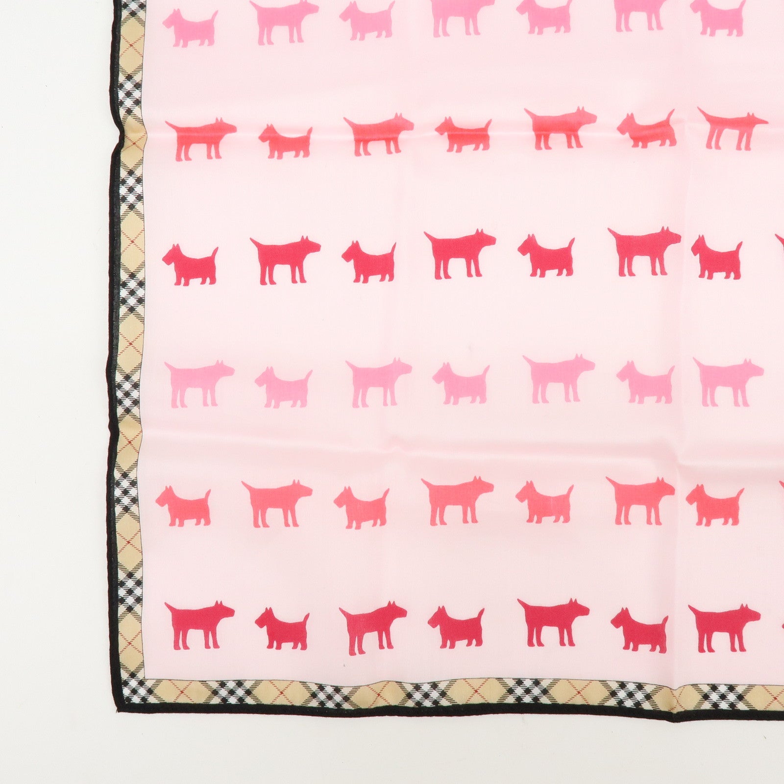 BURBERRY Set of 2 Nova Plaid Cotton 100% Handkerchief Scarf Pink Beige