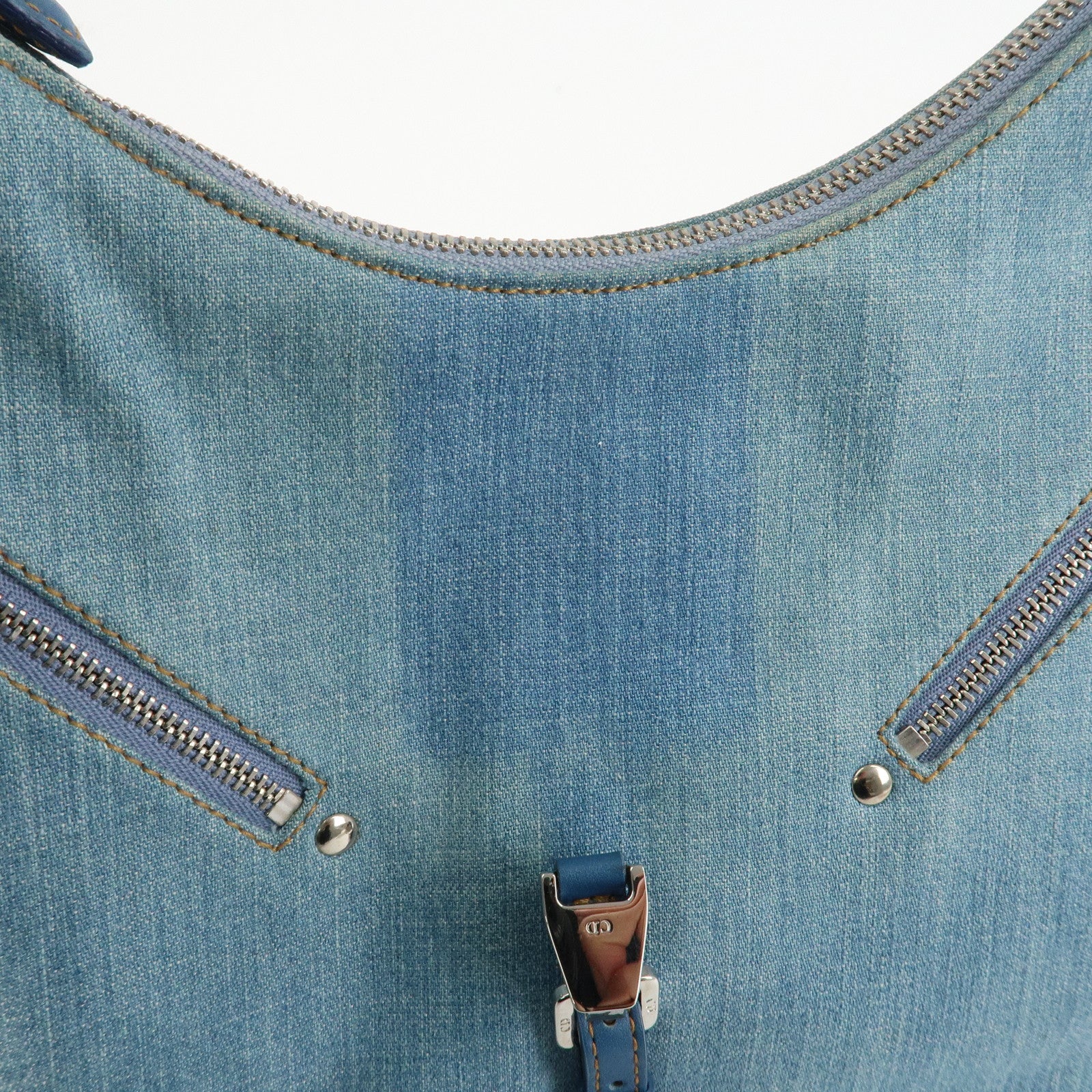 Christian Dior Admit It Denim Leather Shoulder Bag Light Blue Used