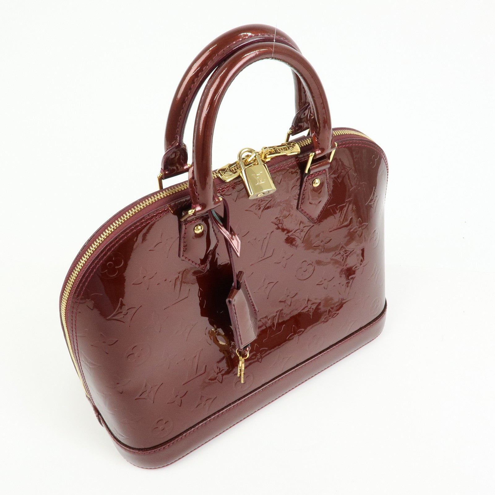 Louis Vuitton Monogram Vernis Alma PM Hand Bag Rouge Fauviste M91691