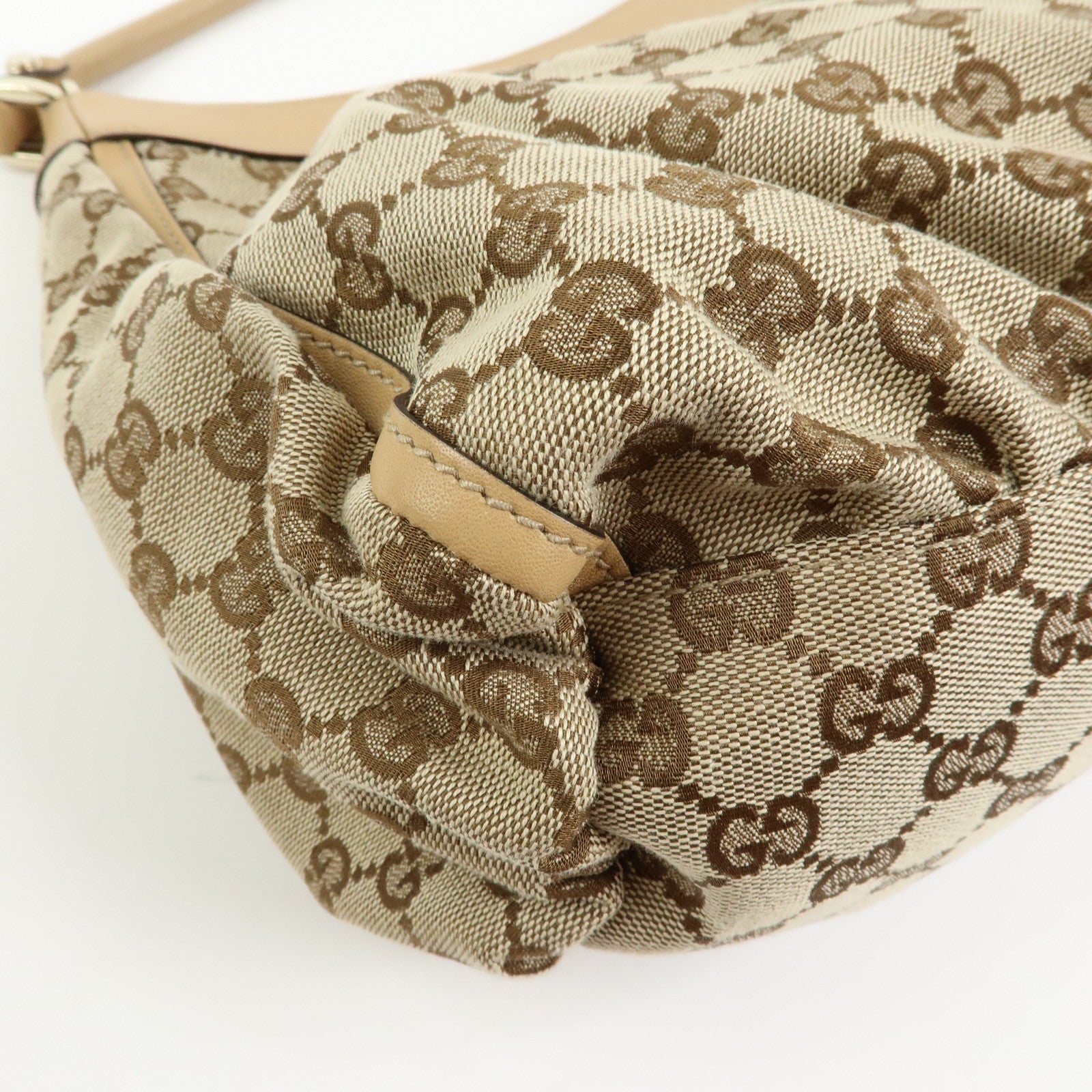 GUCCI Abbey GG Canvas Leather Shoulder Bag Hand Bag Beige 189833