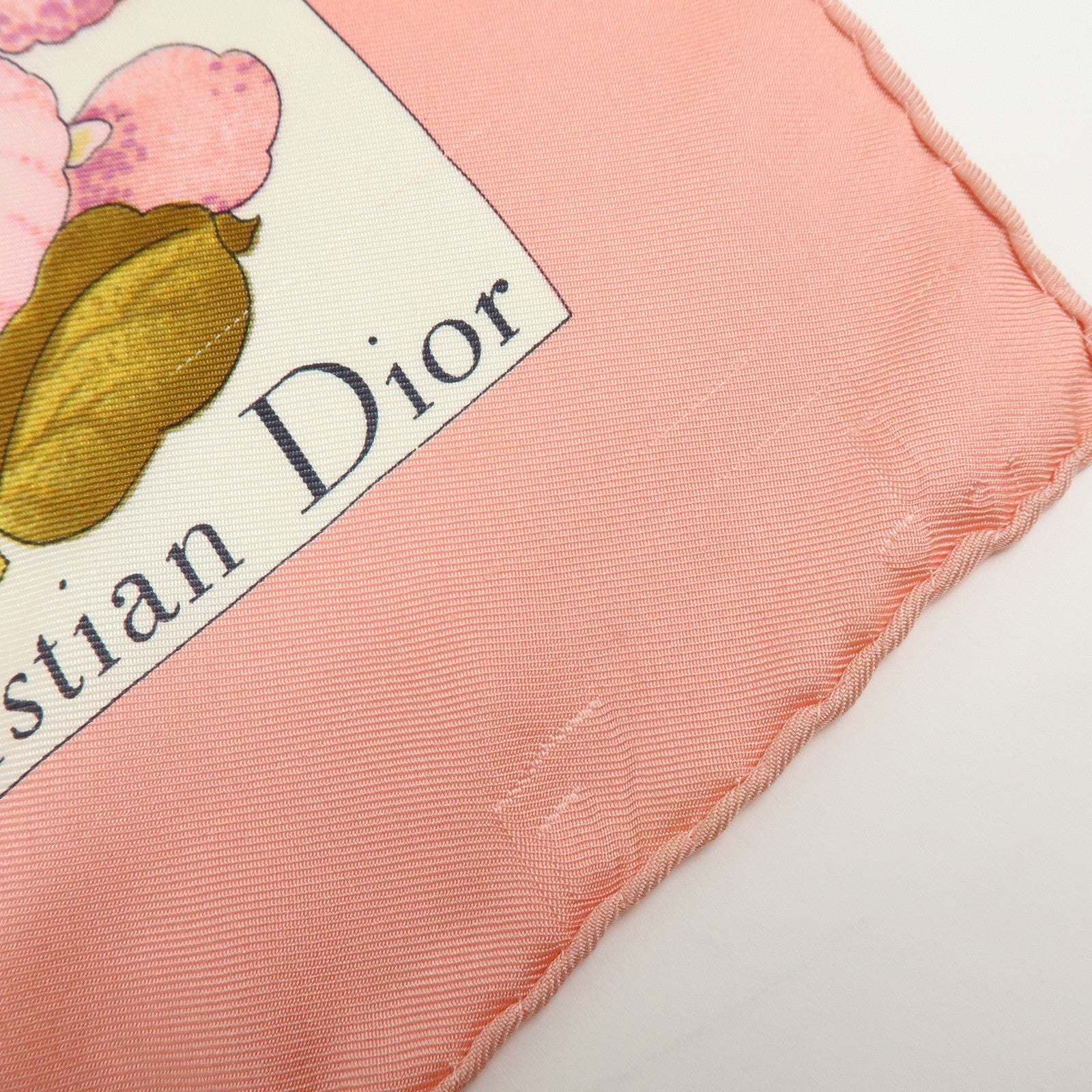 Christian Dior Set of 2 Silk 100% Scarf Flower Cat Paisley Pink Black